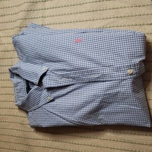Ralph Lauren men's babyblue/white pink logo button down longsleeve large
